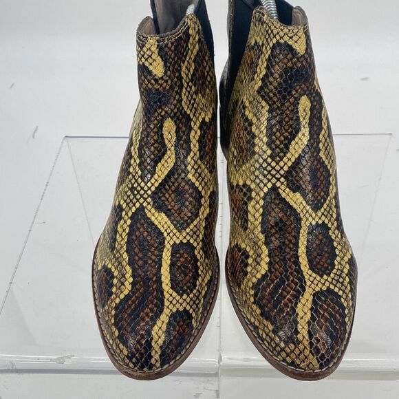Madewell Cara Tan Brown Yellow Snakeskin Embossed Leather Chelsea Boots 6.5 - Picture 3 of 13
